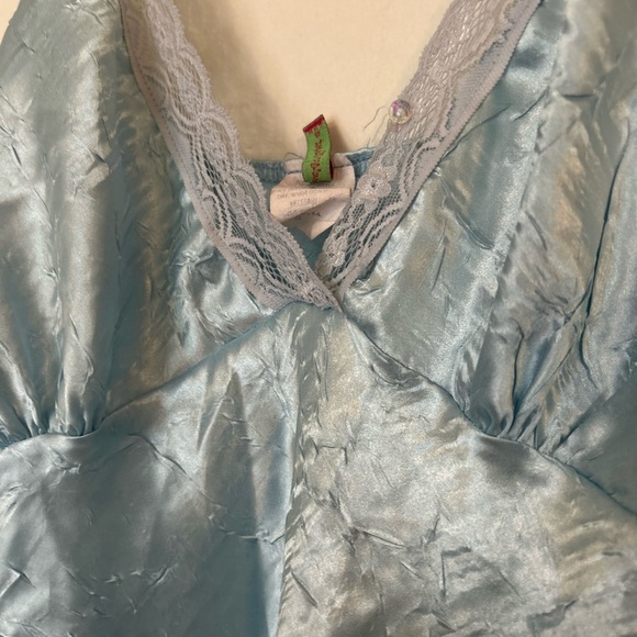 Julie's Closet Y2K Vintage Satin Baby Doll Blue Tie Back Small Made in USA - Picture 9 of 12